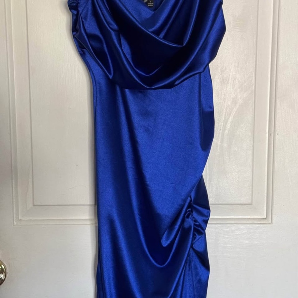 Elegant Blue Satin Dress